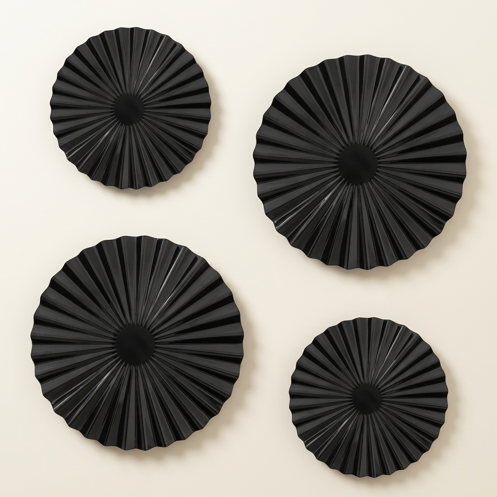 Black Round Metal Wall Art, Modern Decorative Accent