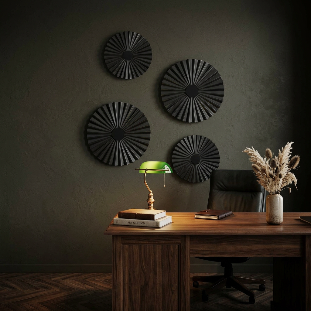 Black Round Metal Wall Art, Modern Decorative Accent