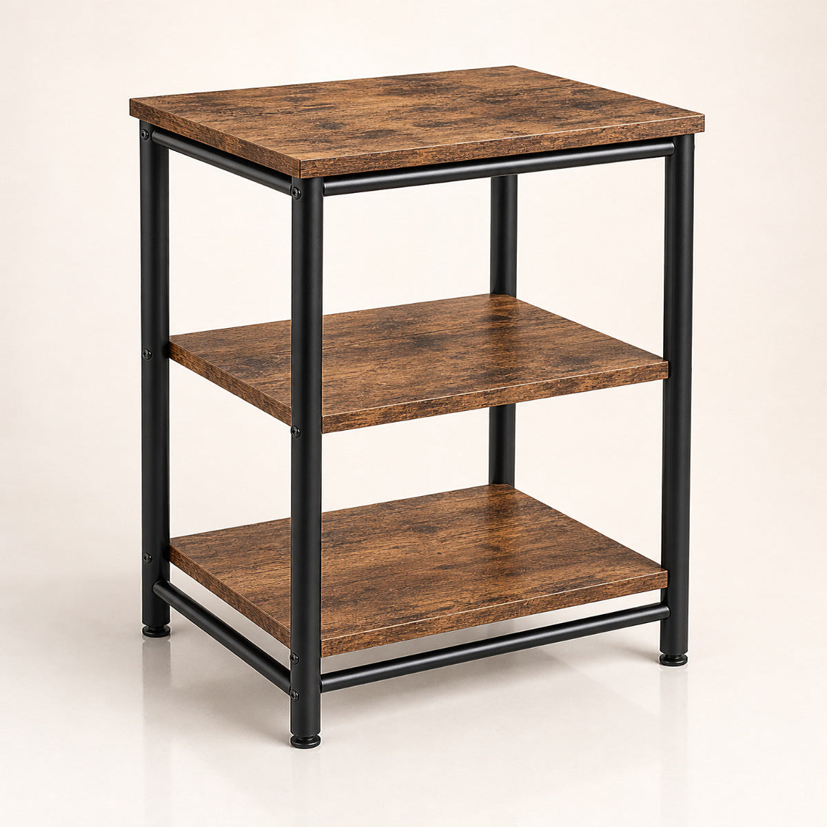 Small Rustic Brown End Table with Steel Frame