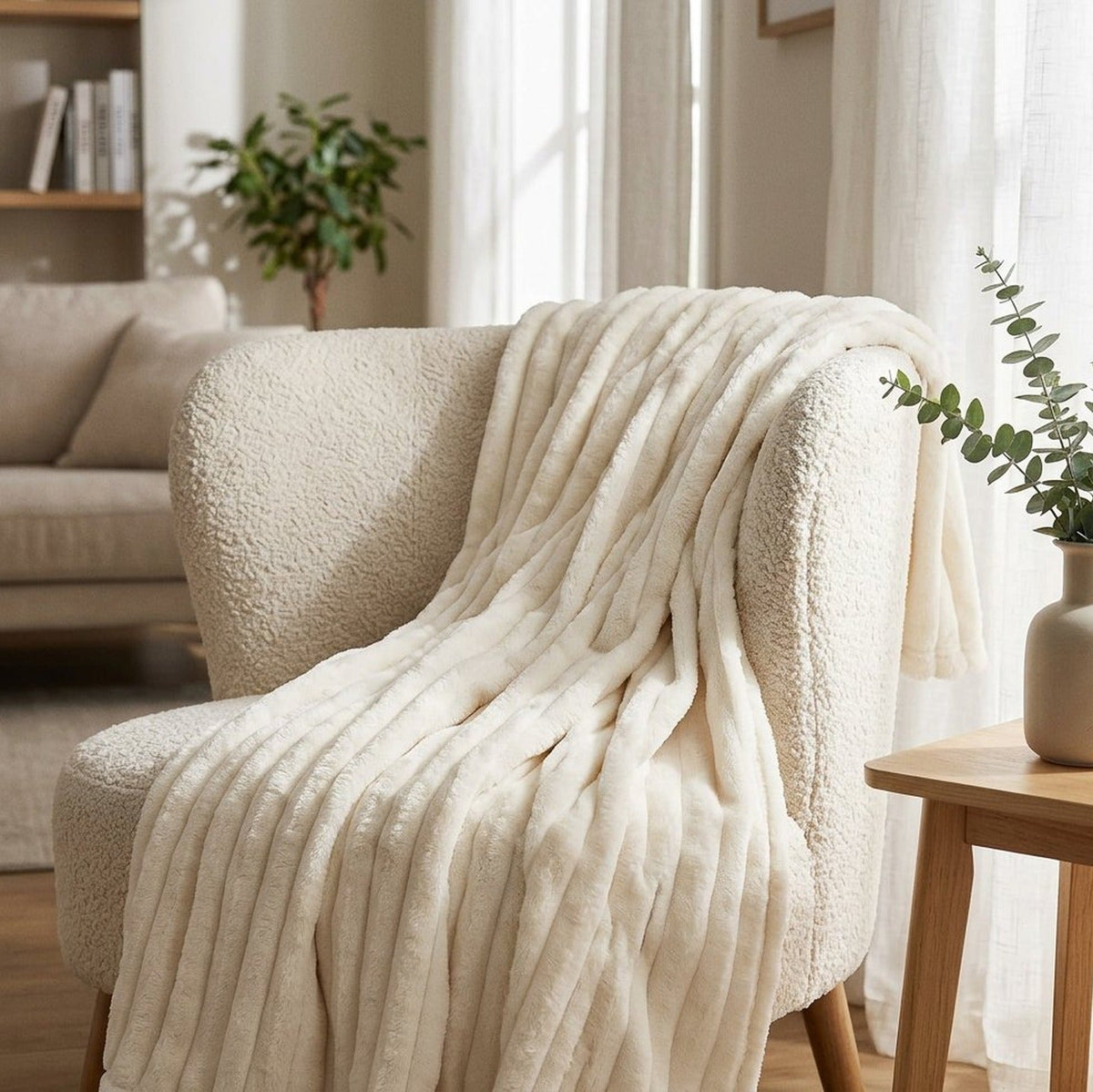 Soft Off-White Throw Blanket, 50 x 60 Inches