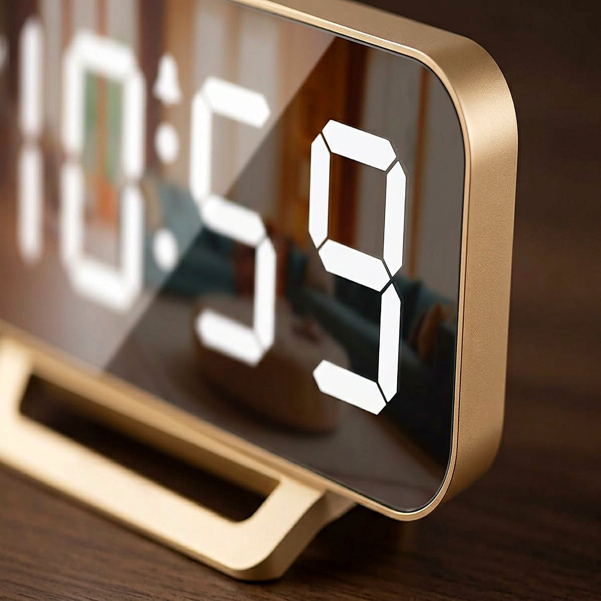 Slim Digital Mirror Alarm Clock for Bedroom and Desk