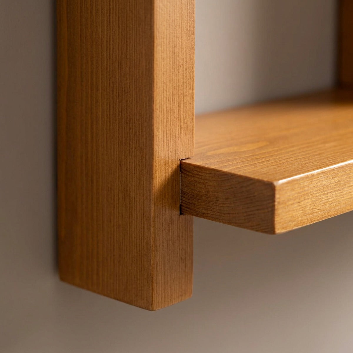 Light Walnut Wood Floating Wall Shelf, 28.35 x 23 x 4.3 Inches