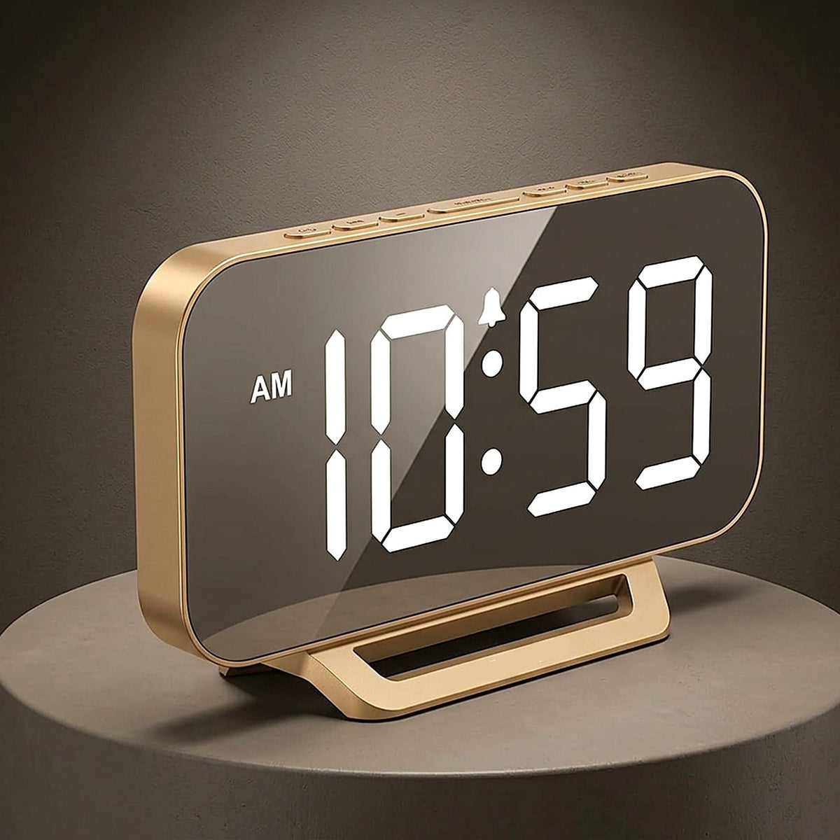Slim Digital Mirror Alarm Clock for Bedroom and Desk