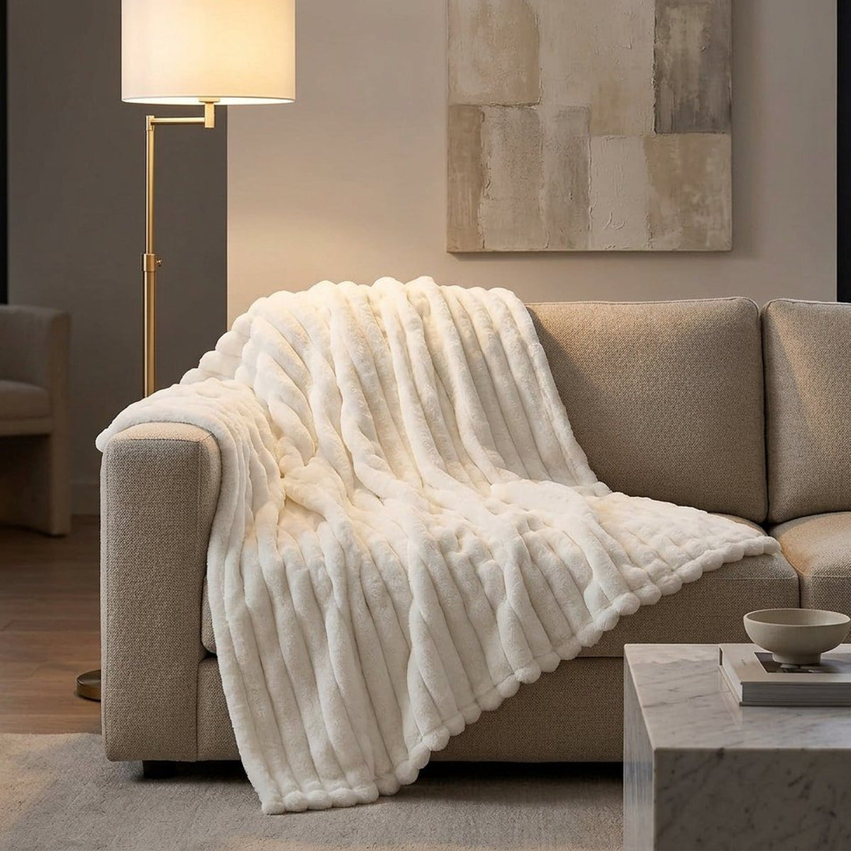Soft Off-White Throw Blanket, 50 x 60 Inches