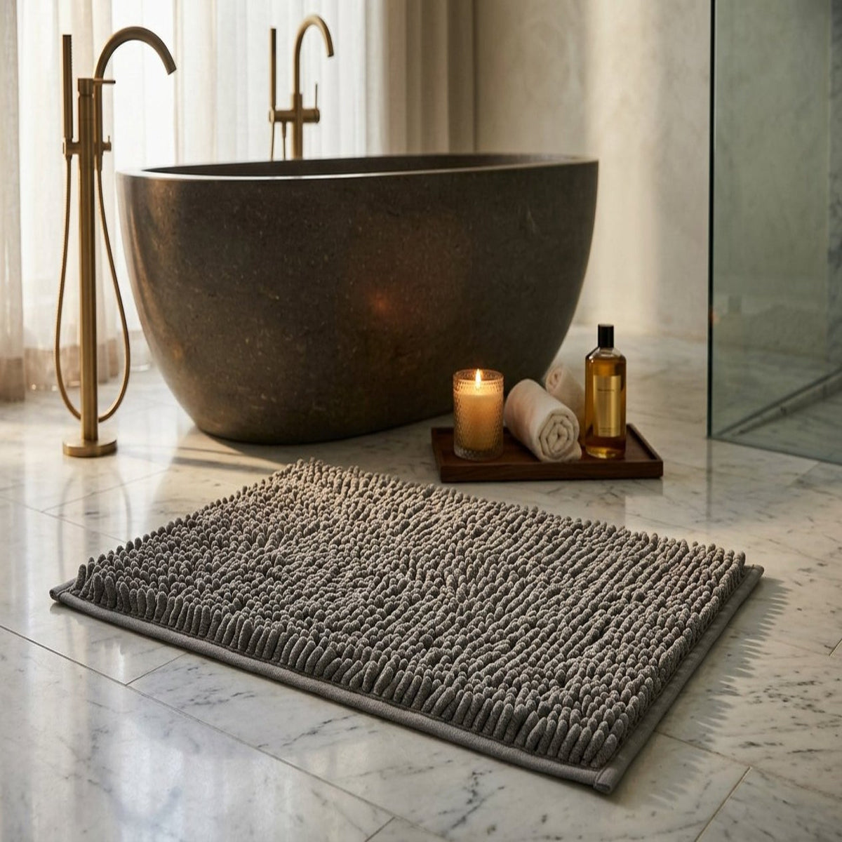 Extra-Soft Chenille Bathroom Rug, 30 x 20 Inches