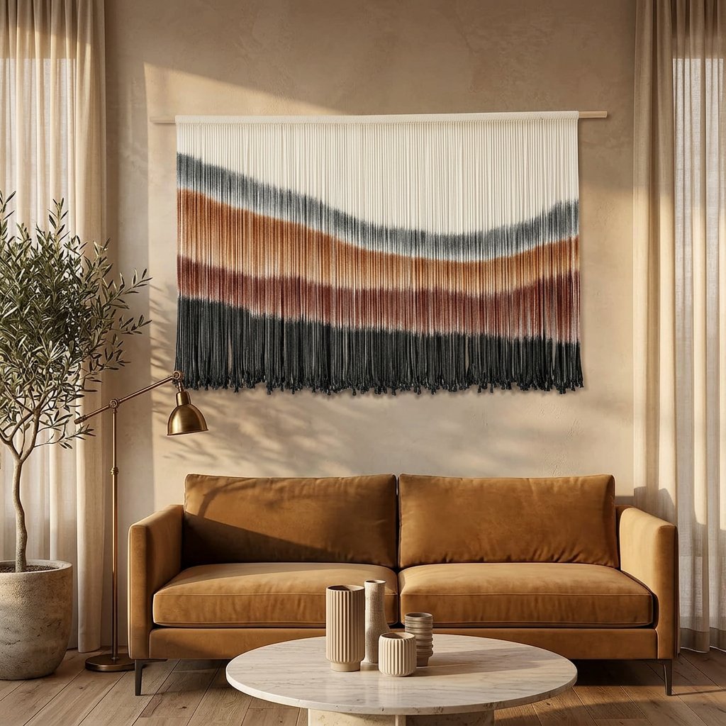Large Tie-Dye Macrame Wall Hanging, Boho Woven Tapestry, 57 x 35 Inches
