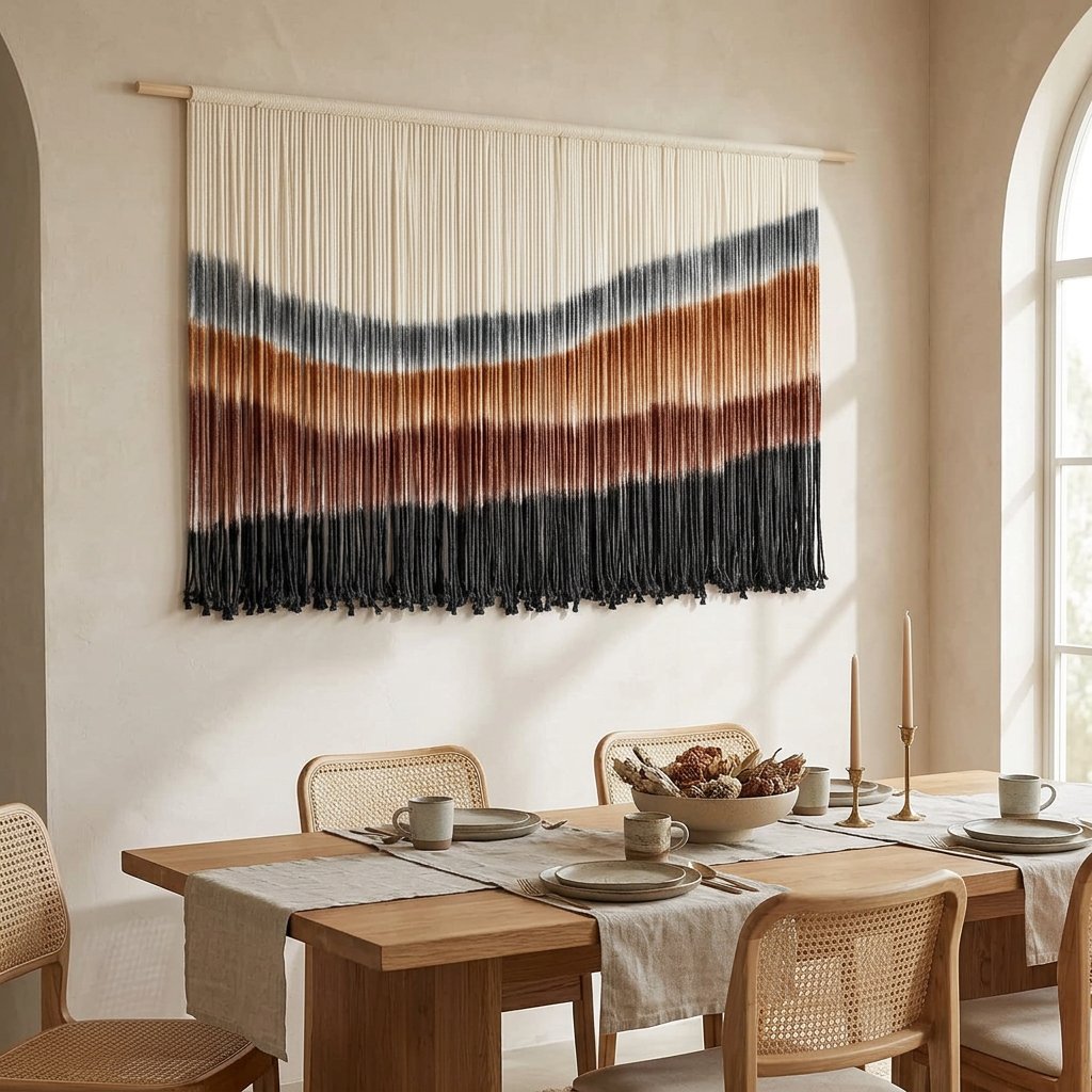 Large Tie-Dye Macrame Wall Hanging, Boho Woven Tapestry, 57 x 35 Inches