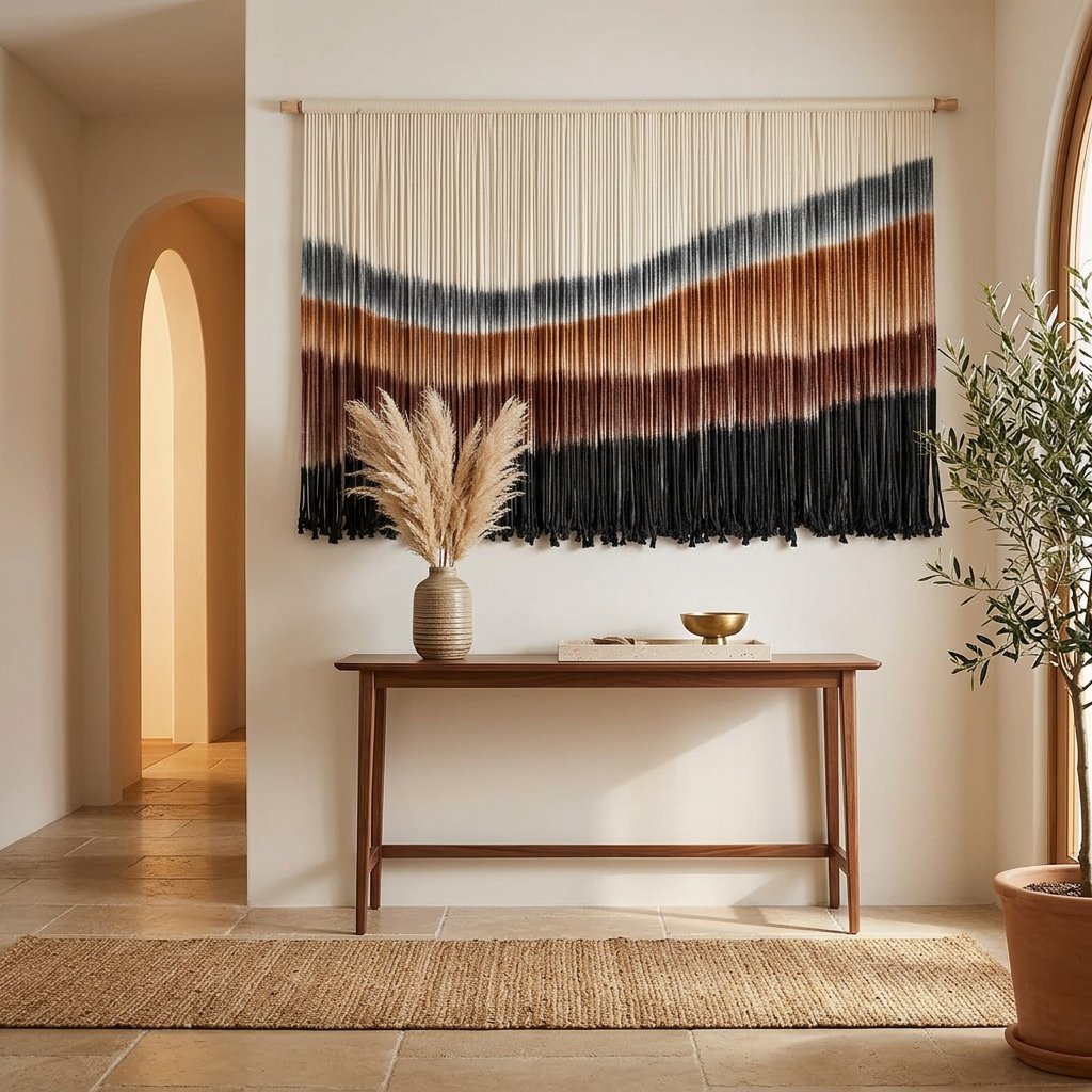 Large Tie-Dye Macrame Wall Hanging, Boho Woven Tapestry, 57 x 35 Inches