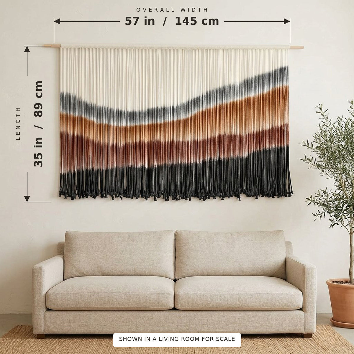 Large Tie-Dye Macrame Wall Hanging, Boho Woven Tapestry, 57 x 35 Inches