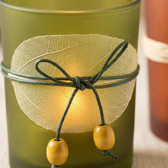 Natural Candlescape Votive Holder Set with Decorative Rocks and Tray