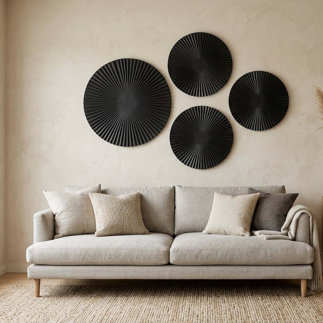 Black Round Metal Wall Art, Modern Decorative Accent